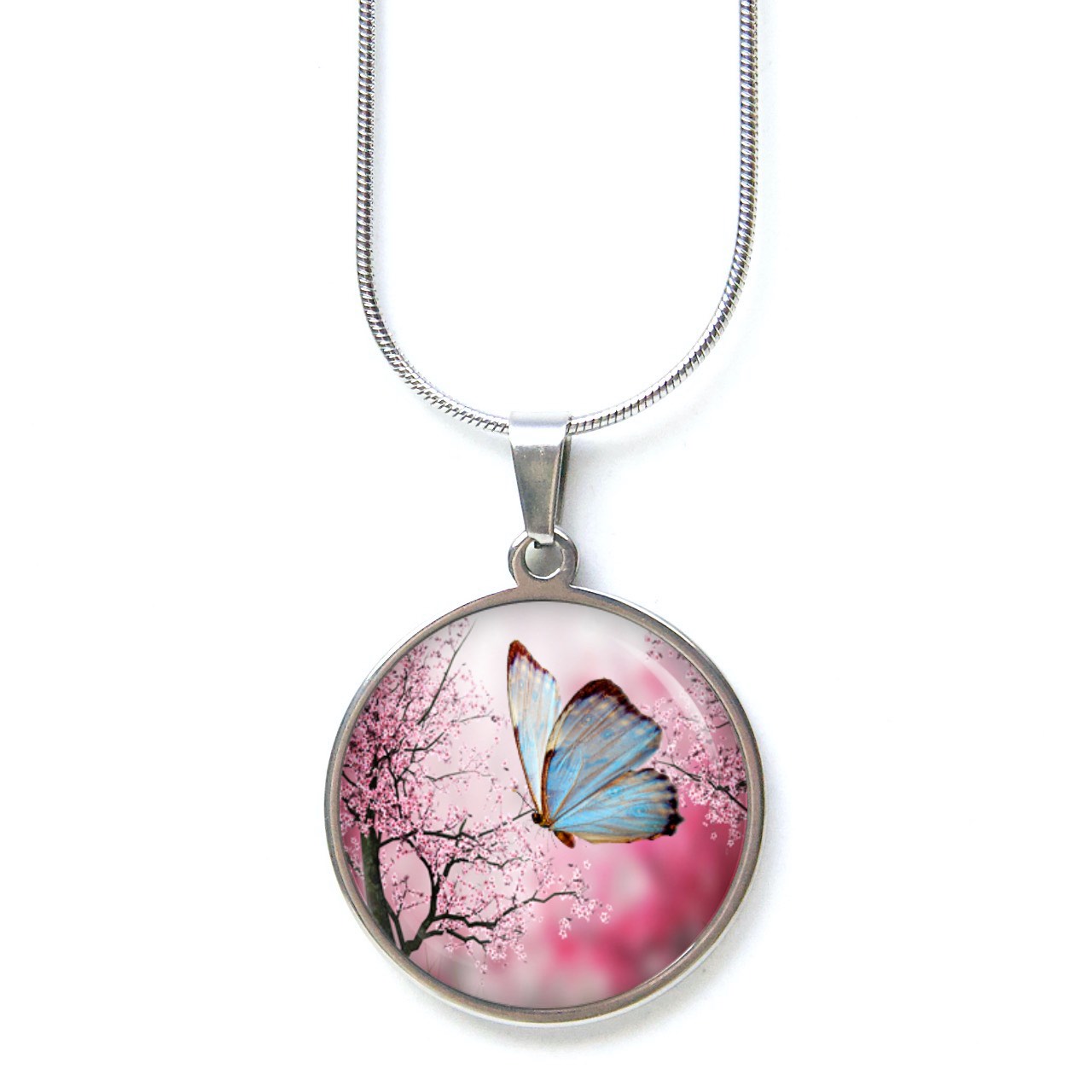 Ohrstecker, Ohrhänger, Clipse & Druckknopf – Motiv hellblauer Schmetterling – Schmuck aus Edelstahl Ohrstecker, Ohrhänger, Clipse & Druckknopf – Motiv hellblauer Schmetterling – Schmuck aus Edelstahl