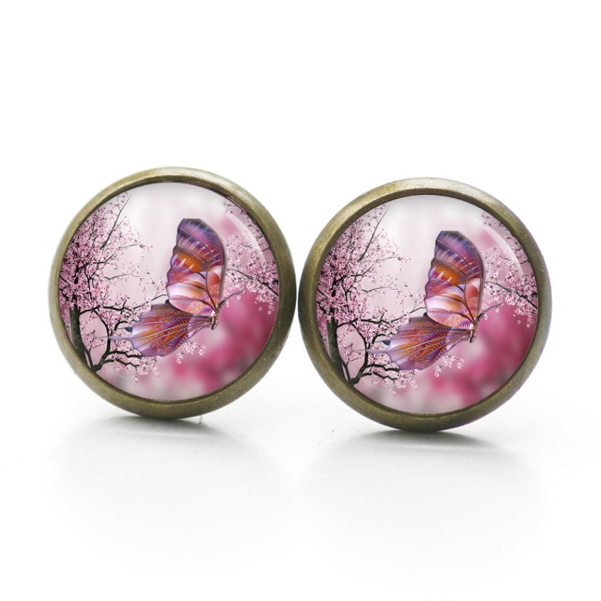 Ohrstecker, Ohrhänger, Clipse & Druckknopf – Motiv Schmetterling in pink – Schmuck aus Edelstahl Ohrstecker, Ohrhänger, Clipse & Druckknopf – Motiv Schmetterling in pink – Schmuck aus Edelstahl