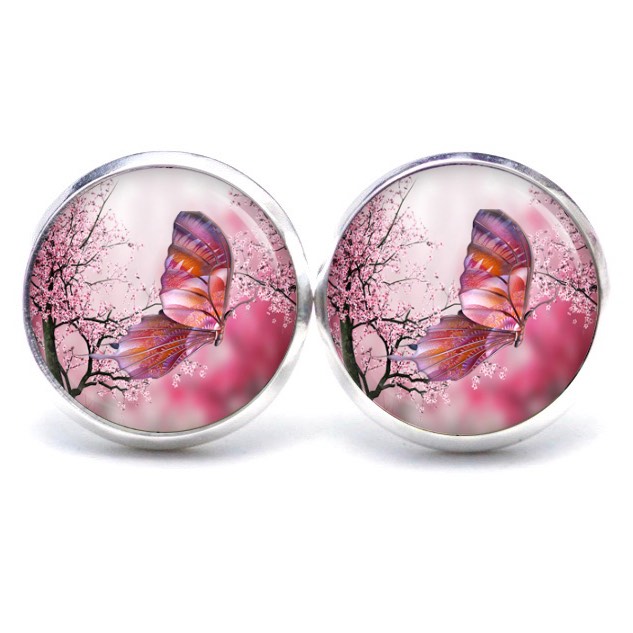 Ohrstecker, Ohrhänger, Clipse & Druckknopf – Motiv Schmetterling in pink – Schmuck aus Edelstahl Ohrstecker, Ohrhänger, Clipse & Druckknopf – Motiv Schmetterling in pink – Schmuck aus Edelstahl