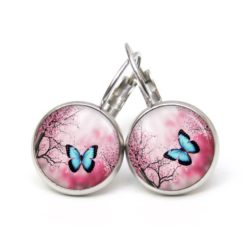 Druckknopf Ohrstecker Ohrhänger Clipse blauer Schmetterling