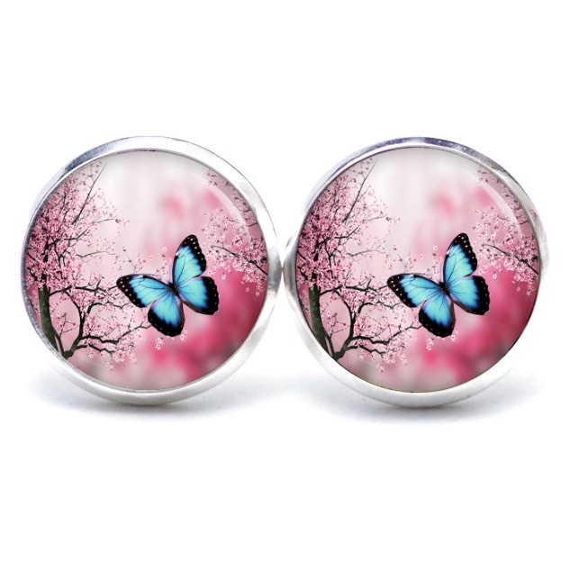 Ohrstecker, Ohrhänger, Clipse & Druckknopf – Motiv blauer Schmetterling – Schmuck aus Edelstahl Ohrstecker, Ohrhänger, Clipse & Druckknopf – Motiv blauer Schmetterling – Schmuck aus Edelstahl