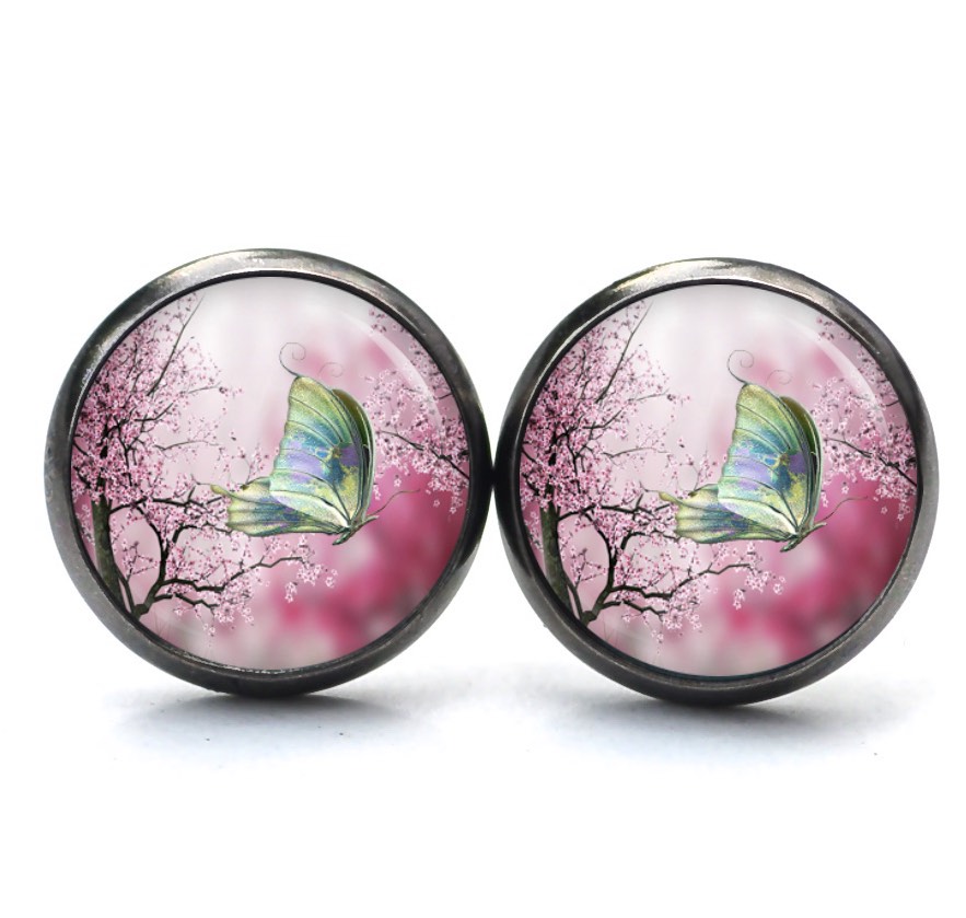 Ohrstecker, Ohrhänger, Clipse & Druckknopf – Motiv türkis grüner Schmetterling – Schmuck aus Edelstahl Ohrstecker, Ohrhänger, Clipse & Druckknopf – Motiv türkis grüner Schmetterling – Schmuck aus Edelstahl