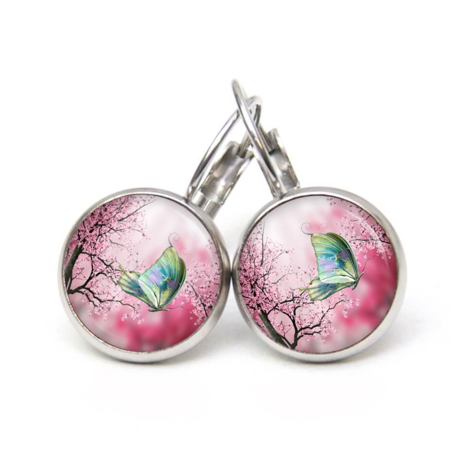 Ohrstecker, Ohrhänger, Clipse & Druckknopf – Motiv türkis grüner Schmetterling – Schmuck aus Edelstahl Ohrstecker, Ohrhänger, Clipse & Druckknopf – Motiv türkis grüner Schmetterling – Schmuck aus Edelstahl