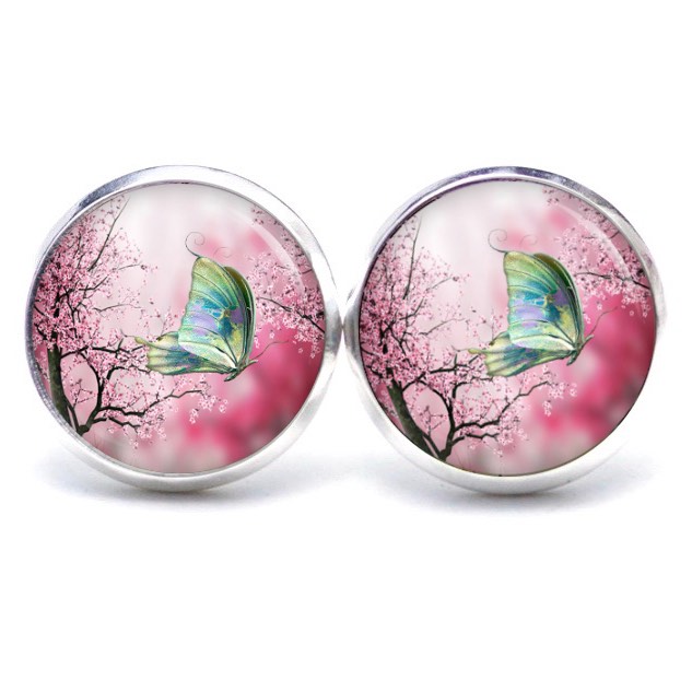 Ohrstecker, Ohrhänger, Clipse & Druckknopf – Motiv türkis grüner Schmetterling – Schmuck aus Edelstahl Ohrstecker, Ohrhänger, Clipse & Druckknopf – Motiv türkis grüner Schmetterling – Schmuck aus Edelstahl