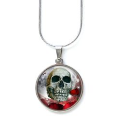 Edelstahl Kette Totenkopf mit Rose - Skull - Steampunk