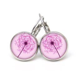 Druckknopf Ohrstecker Ohrhänger Clipse große Pusteblume in Rosa