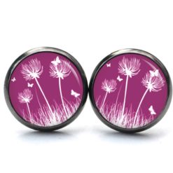 Druckknopf Ohrstecker Ohrhänger Clipse zarte Pusteblume in Pink