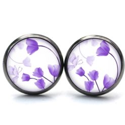 Druckknopf Ohrstecker Ohrhänger Clipse wunderschöne violette Tulpen
