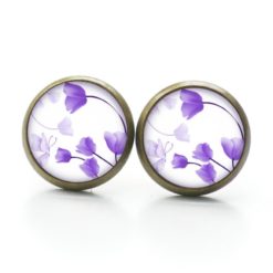 Druckknopf Ohrstecker Ohrhänger Clipse wunderschöne violette Tulpen