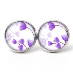 Druckknopf Ohrstecker Ohrhänger Clipse wunderschöne violette Tulpen