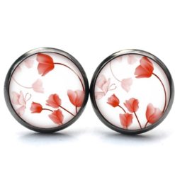 Druckknopf Ohrstecker Ohrhänger Clipse wunderschöne orangenen Tulpen