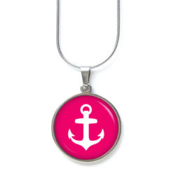 Edelstahl Kette mit Anker in Pink/Rosa - maritim