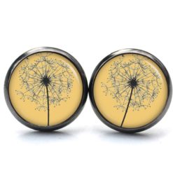 Druckknopf Ohrstecker Ohrhänger Clipse große Pusteblume in Orange