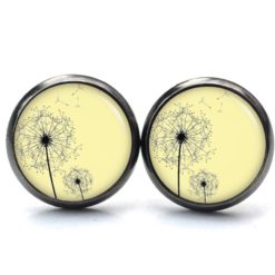 Druckknopf Ohrstecker Ohrhänger Clipse zarte Pusteblume in Gelb