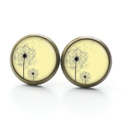 Druckknopf Ohrstecker Ohrhänger Clipse zarte Pusteblume in Gelb