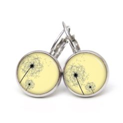 Druckknopf Ohrstecker Ohrhänger Clipse zarte Pusteblume in Gelb