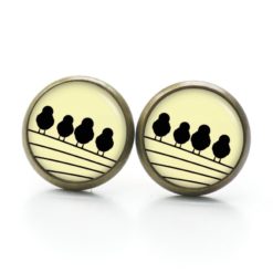 Druckknopf Ohrstecker Ohrhänger Clipse 4 Vögel auf dem Drahtseil