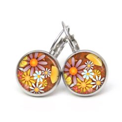 Druckknopf Ohrstecker Ohrhänger Clipse Herbst Blumen Flower Power