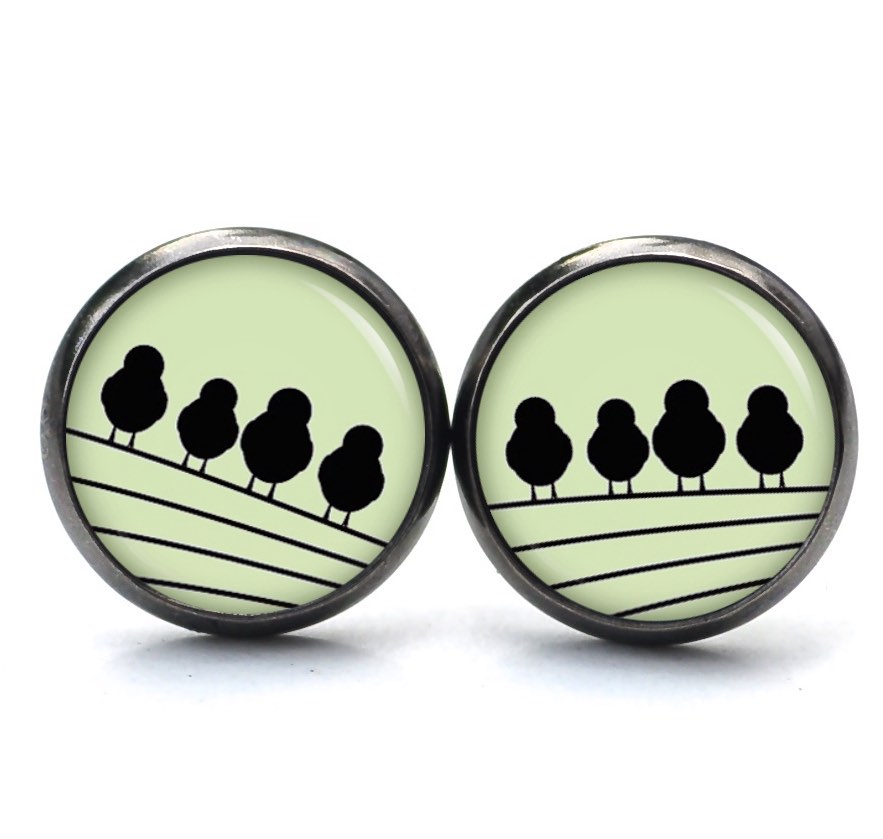 Druckknopf Ohrstecker Ohrhänger Clipse 4 Vögel auf dem Drahtseil grün Druckknopf Ohrstecker Ohrhänger Clipse 4 Vögel auf dem Drahtseil grün