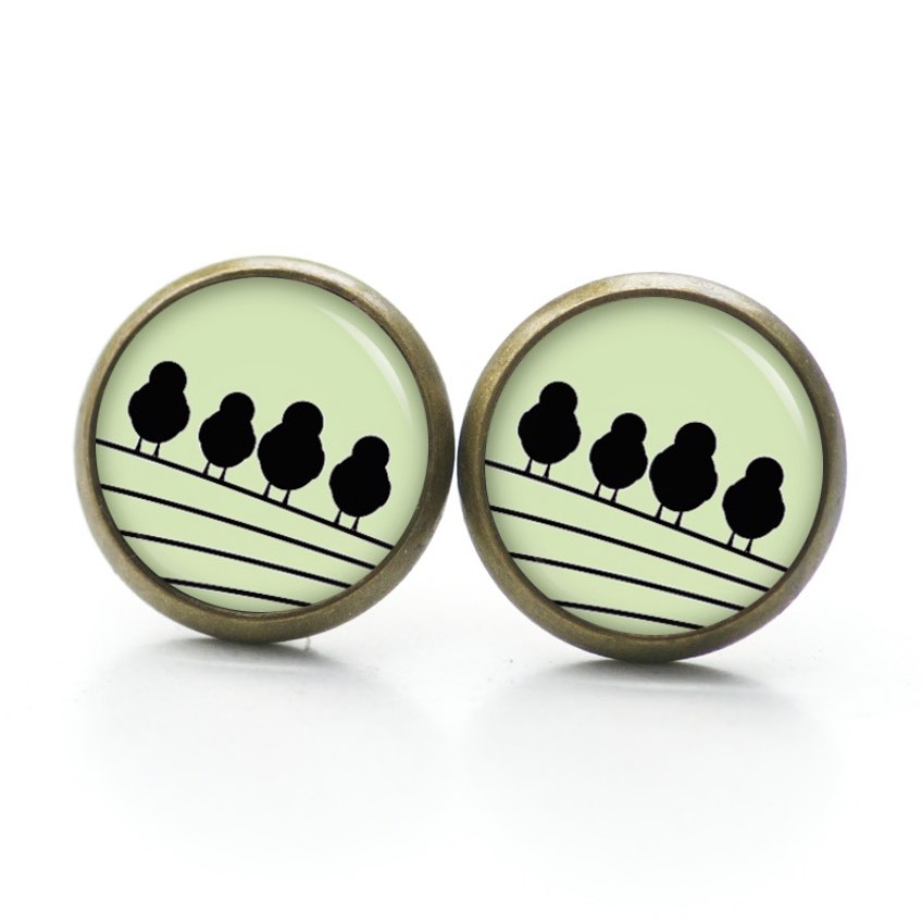 Druckknopf Ohrstecker Ohrhänger Clipse 4 Vögel auf dem Drahtseil grün Druckknopf Ohrstecker Ohrhänger Clipse 4 Vögel auf dem Drahtseil grün