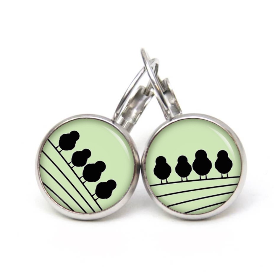 Druckknopf Ohrstecker Ohrhänger Clipse 4 Vögel auf dem Drahtseil grün Druckknopf Ohrstecker Ohrhänger Clipse 4 Vögel auf dem Drahtseil grün