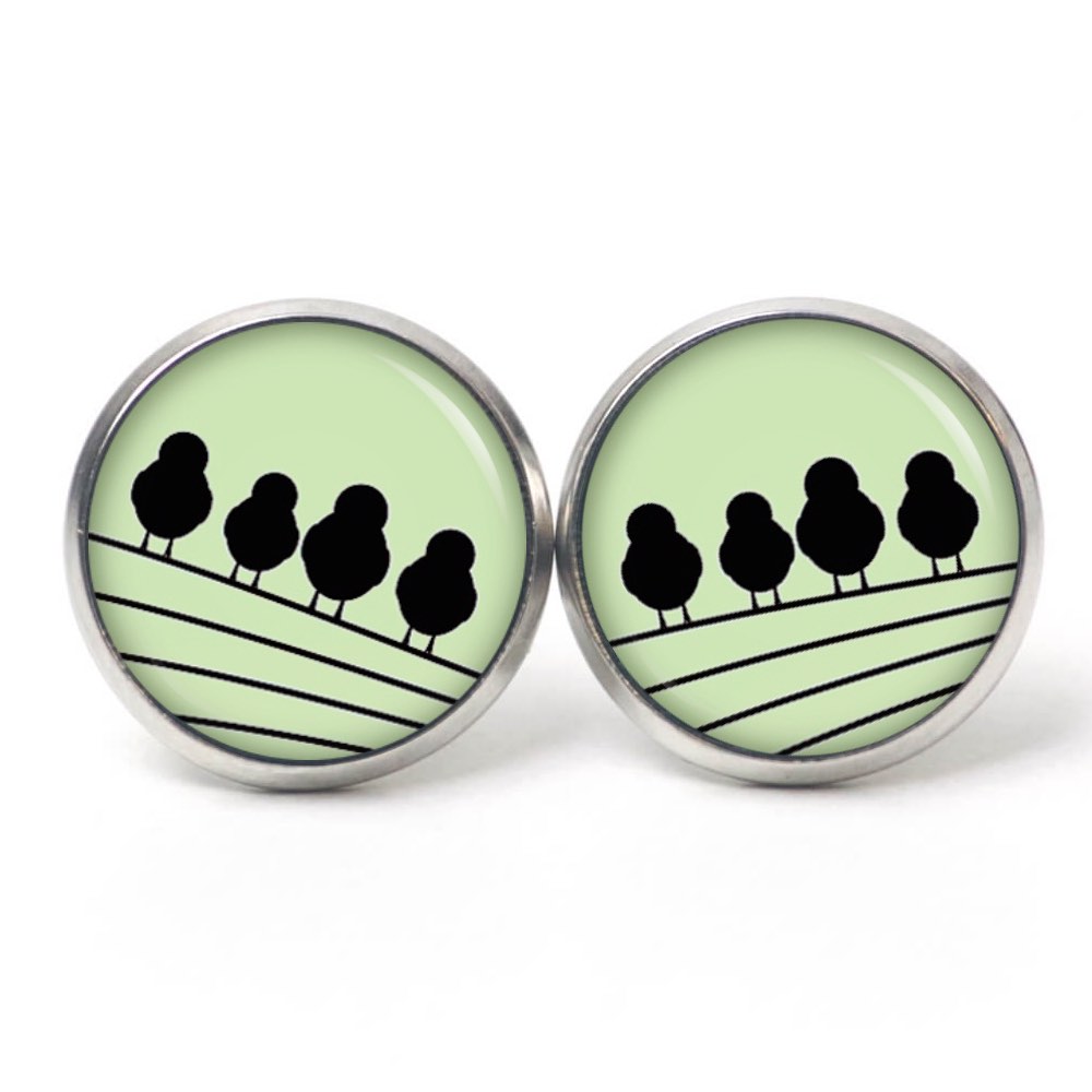Druckknopf Ohrstecker Ohrhänger Clipse 4 Vögel auf dem Drahtseil grün Druckknopf Ohrstecker Ohrhänger Clipse 4 Vögel auf dem Drahtseil grün