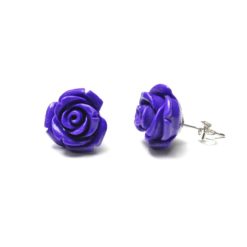 Große violette Rosen Ohrstecker - Edelstahl