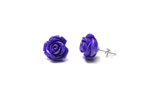 Große violette Rosen Ohrstecker - Edelstahl