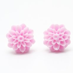 Rosa Chrysanthemen Blumen Ohrstecker - 12mm - Edelstahl