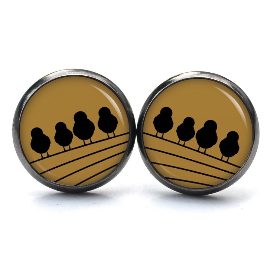 Druckknopf Ohrstecker Ohrhänger Clipse 4 Vögel auf dem Drahtseil braun Druckknopf Ohrstecker Ohrhänger Clipse 4 Vögel auf dem Drahtseil braun