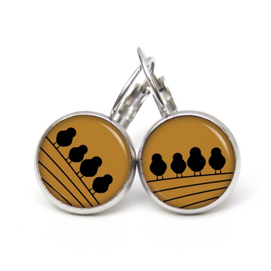 Druckknopf Ohrstecker Ohrhänger Clipse 4 Vögel auf dem Drahtseil braun Druckknopf Ohrstecker Ohrhänger Clipse 4 Vögel auf dem Drahtseil braun