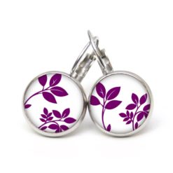 Druckknopf Ohrstecker Ohrhänger Blumenzweige Blumen Violett