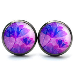 Druckknopf Ohrstecker Ohrhänger Clipse lila violette Seerosen Blumen