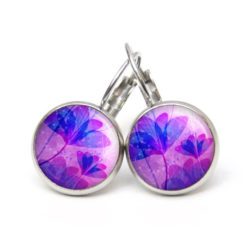 Druckknopf Ohrstecker Ohrhänger Clipse lila violette Seerosen Blumen