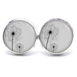 Druckknopf Ohrstecker Ohrhänger Clipse zarte Pusteblume in grau