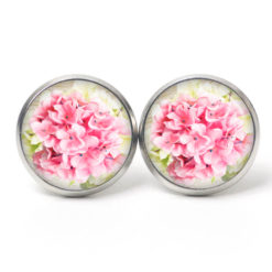 Ohrstecker, Ohrhänger, Clipse & Druckknopf – Motiv rosa Blumenstrauß – Schmuck aus Edelstahl