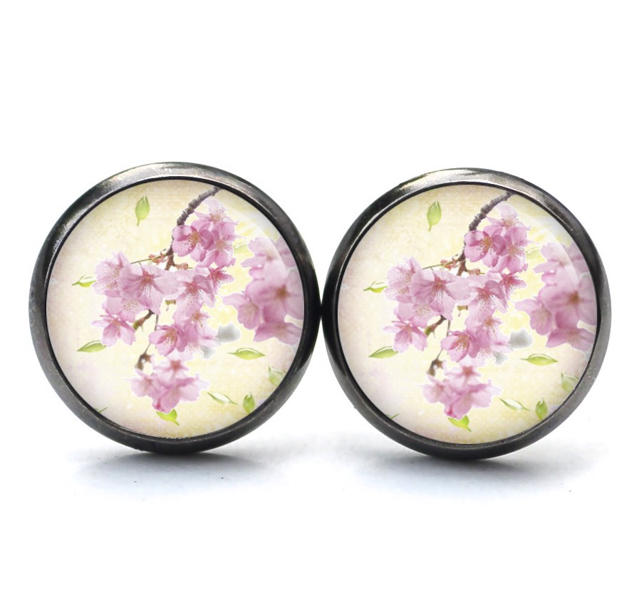 Ohrstecker, Ohrhänger, Clipse & Druckknopf – Motiv rosa Apfelbaum Blüten – Schmuck aus Edelstahl Ohrstecker, Ohrhänger, Clipse & Druckknopf – Motiv rosa Apfelbaum Blüten – Schmuck aus Edelstahl