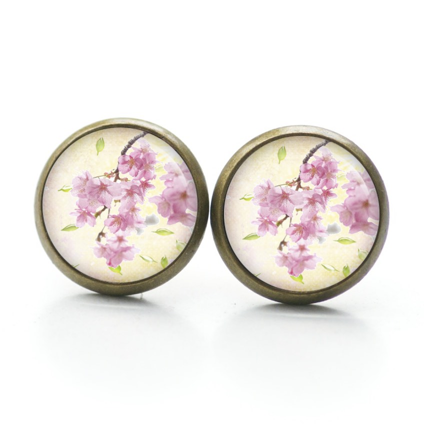 Ohrstecker, Ohrhänger, Clipse & Druckknopf – Motiv rosa Apfelbaum Blüten – Schmuck aus Edelstahl Ohrstecker, Ohrhänger, Clipse & Druckknopf – Motiv rosa Apfelbaum Blüten – Schmuck aus Edelstahl