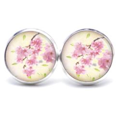 Ohrstecker, Ohrhänger, Clipse & Druckknopf – Motiv rosa Apfelbaum Blüten – Schmuck aus Edelstahl