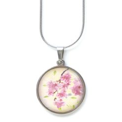 Kette rosa Apfelbaum Blüten - Edelstahl
