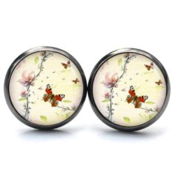 Druckknopf Ohrstecker Ohrhänger roter Schmetterling