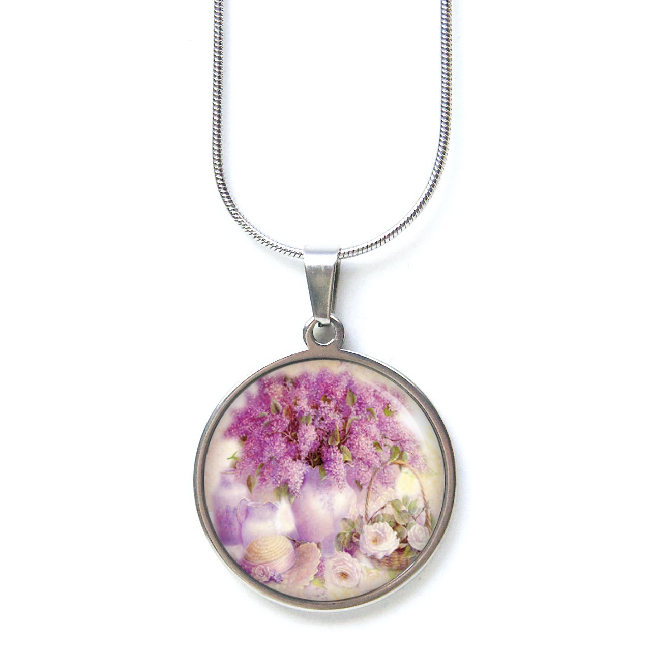 Ohrstecker, Ohrhänger, Clipse & Druckknopf – Motiv Flieder mit Hut – Schmuck aus Edelstahl Ohrstecker, Ohrhänger, Clipse & Druckknopf – Motiv Flieder mit Hut – Schmuck aus Edelstahl