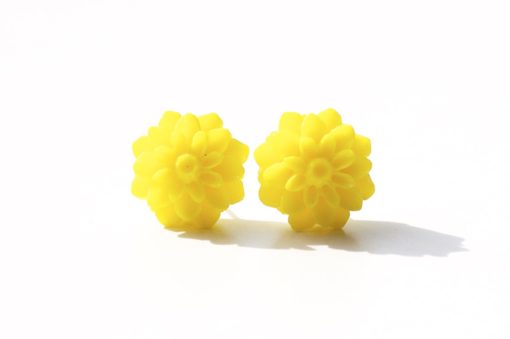 Gelbe Chrysanthemen Blumen Ohrstecker - 15mm - Edelstahl