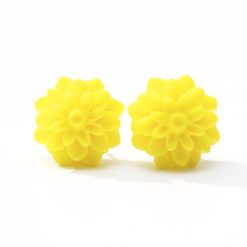 Gelbe Chrysanthemen Blumen Ohrstecker - 15mm - Edelstahl