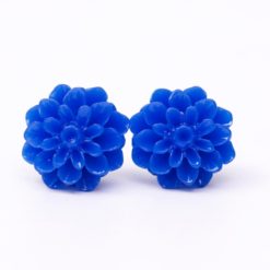 Blaue Chrysanthemen Blumen Ohrstecker - 15mm - Edelstahl