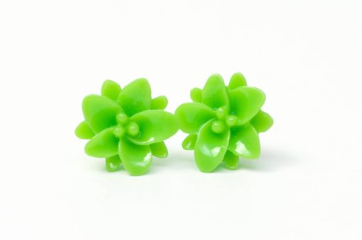 Zarte Blumen Ohrstecker knallig grün - 12mm - Edelstahl