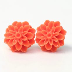 Orange Chrysanthemen Blumen Ohrstecker - 15mm - Edelstahl