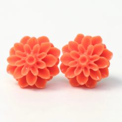 Orange Chrysanthemen Blumen Ohrstecker - 15mm - Edelstahl