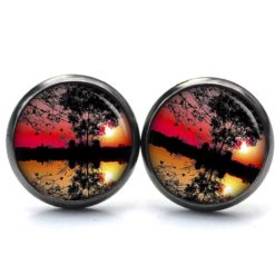 Ohrringe Abendstimmung am See Sonnenuntergang - Edelstahl