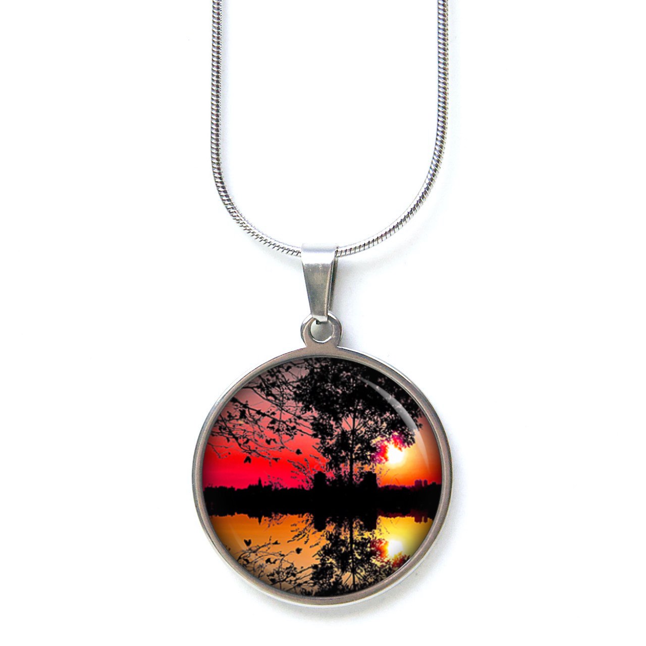 Ohrstecker, Ohrhänger, Clipse & Druckknopf – Motiv Abendstimmung am See Sonnenuntergang rot – Schmuck aus Edelstahl Ohrstecker, Ohrhänger, Clipse & Druckknopf – Motiv Abendstimmung am See Sonnenuntergang rot – Schmuck aus Edelstahl